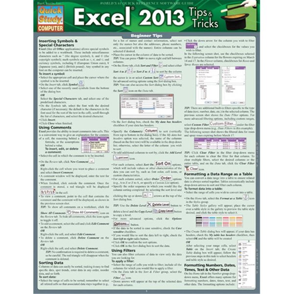 Barcharts Excel 2013 Tips & Tricks Quickstudy Easel 9781423220015